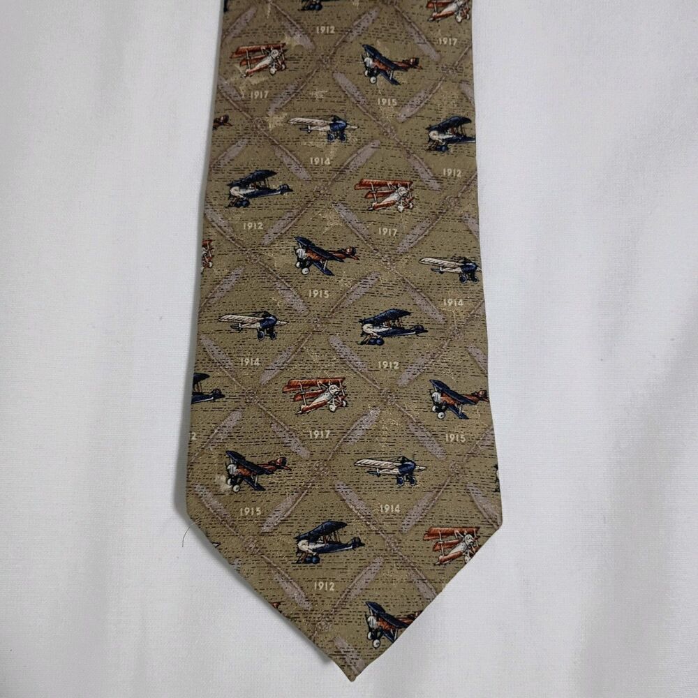Vintage Tango By Max Raab Silk Necktie Airplanes Americana Series 56 X 4